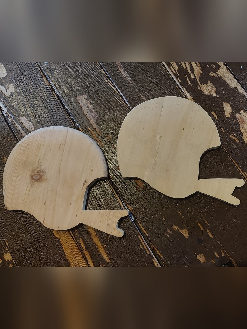 Unbranded Natural Wood Football Helmet Decor - Set of 2